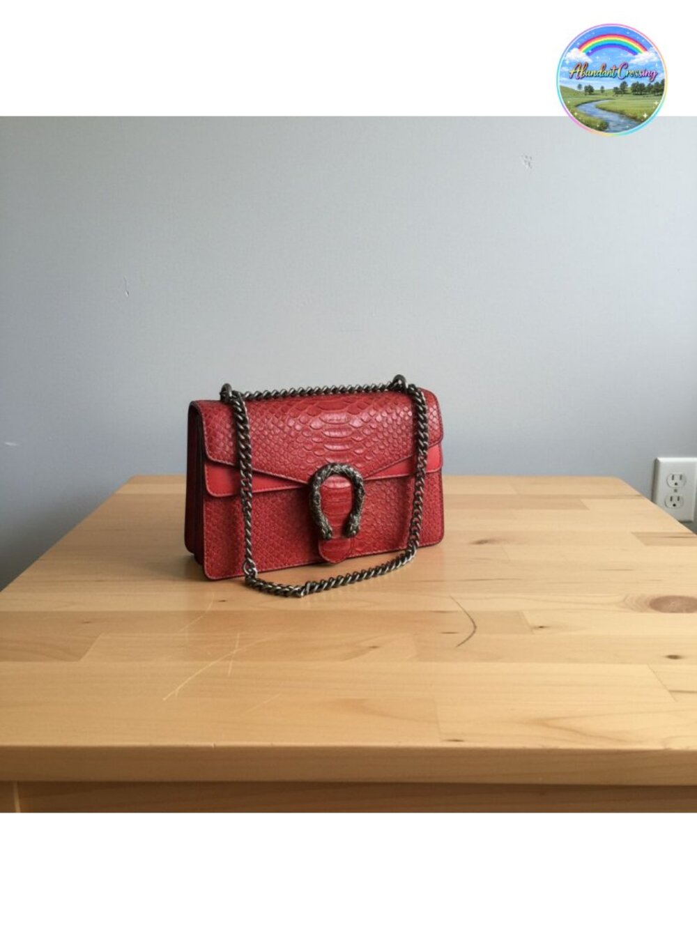 Faux Leather Crossbody Satchel Chain Purse Snake Print Shoulder Bag